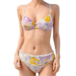 Cupshe Floral Bikini Set • Underwire Top & High-Waisted Bottoms • NEW WITH TAGS